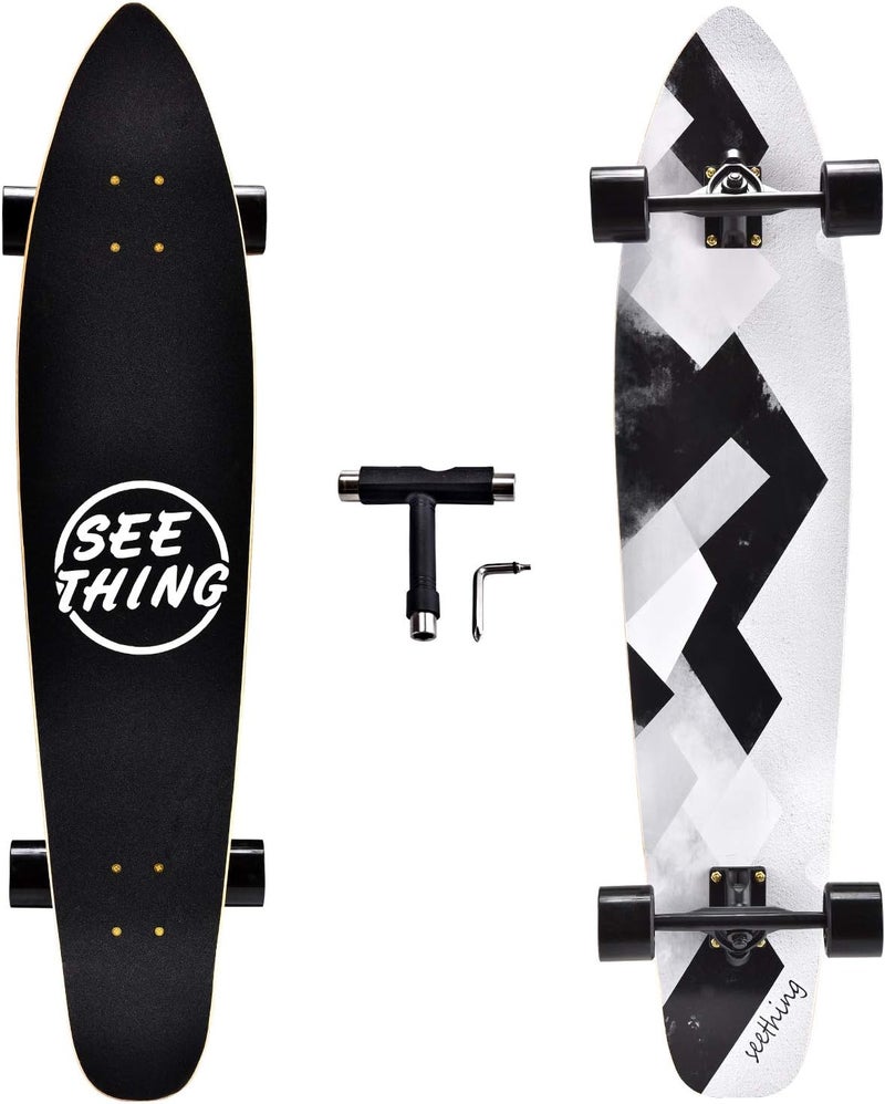 Seething 42 Inch Longboard Skateboard Complete Cruiser Pintail,The Original Artisan Maple Skateboard Cruiser Pintail for Cruising, Carving, Free-Style and Downhill - Image 1